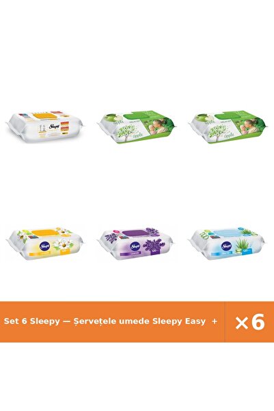 Sleepy Set 6 — Șervețele umede Easy + Șervețele umede pentru bebel + Șervețel...