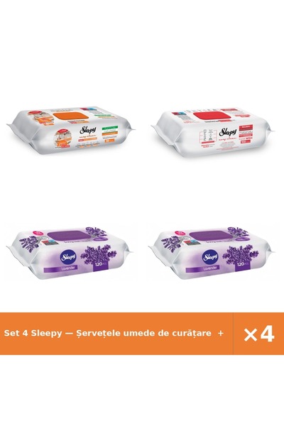 Sleepy Set 4 — Șervețele umede de curățare + Șervețele umede Easy + Șervețele...