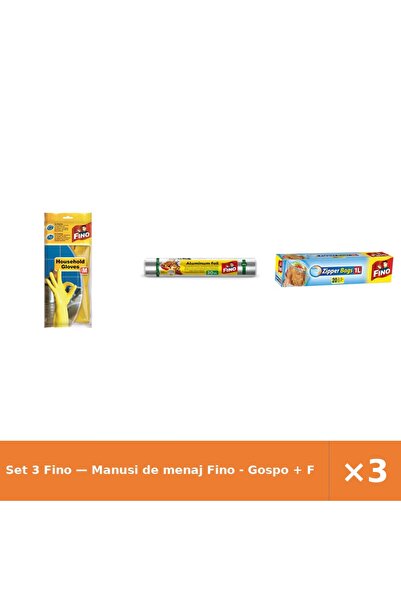 Fino Set 3 — Manusi de menaj - Gospo + Folie alimentara din alumini + Pungi a...