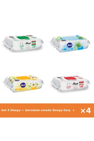 Sleepy Set 4 — Șervețele umede Easy + Șervețele umede pentru bebel + Șervețel...