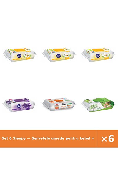 Sleepy Set 6 — Șervețele umede pentru bebel + Șervețele umede pentru bebel + ...