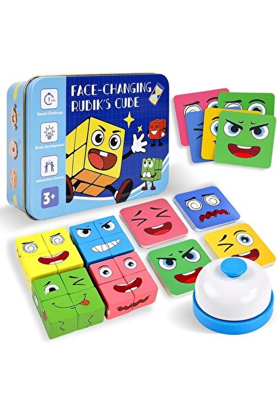 TERRIFI Wooden Face Changing Cube Game, Expression Matching Puzzle Building B...