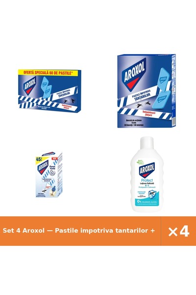 Aroxol Set 4 — Pastile impotriva tantarilor + Pastile tantari + Rezerva Lichi...