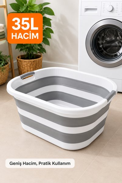 Erdem Store Folding Laundry Basket 35 Lt Large Size |   Foldable Laundry Bask...