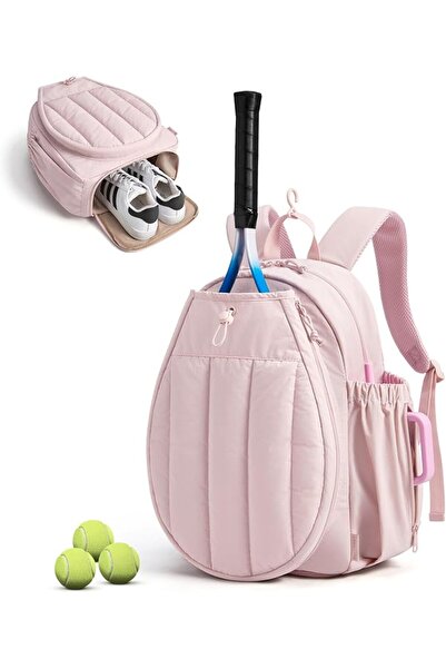 TERRIFI Tennis Gym Bag for Women, Backpack Holds 2 Rackets with Shoe Compartm...