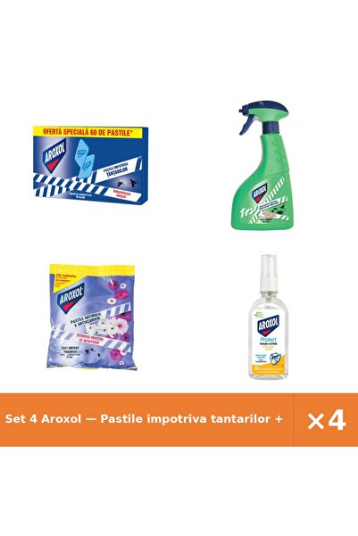 Aroxol Set 4 — Pastile impotriva tantarilor + Lichid instant impotr + Pastile...
