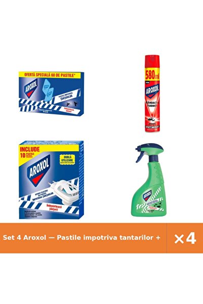 Aroxol Set 4 — Pastile impotriva tantarilor + Spray impotriva gandacilor s + ...
