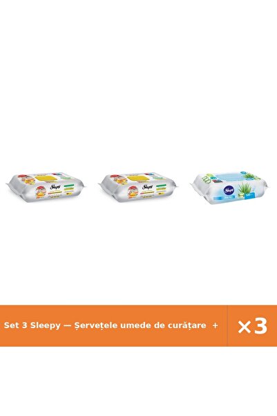 Sleepy Set 3 — Șervețele umede de curățare + Șervețele umede pentru bebel