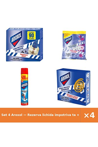 Aroxol Set 4 — Rezerva lichida impotriva ta + Pastile antimolii si antiaca + ...