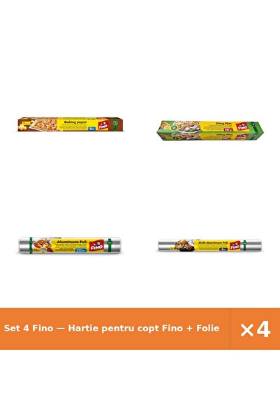 Fino Set 4 — Hartie pentru copt + Folie plastic Film + Folie alimentara din a...
