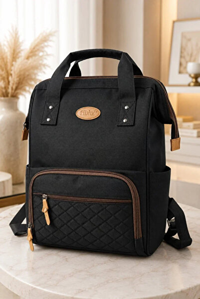 Tuğra Bebe Gray Quilted Detailed Baby Care Backpack