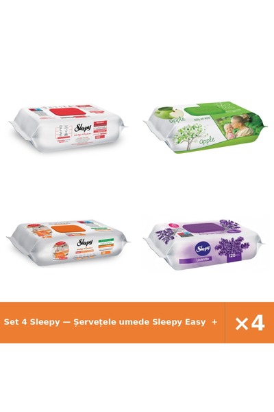Sleepy Set 4 — Șervețele umede Easy + Șervețele umede pentru bebel + Șervețel...