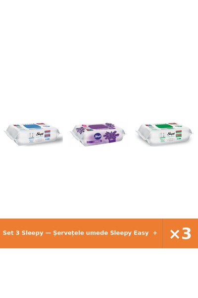 Sleepy Set 3 — Șervețele umede Easy + Șervețele umede pentru bebel + Șervețel...