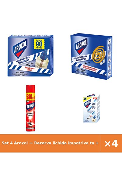 Aroxol Set 4 — Rezerva lichida impotriva ta + Spirale impotriva tantarilor + ...