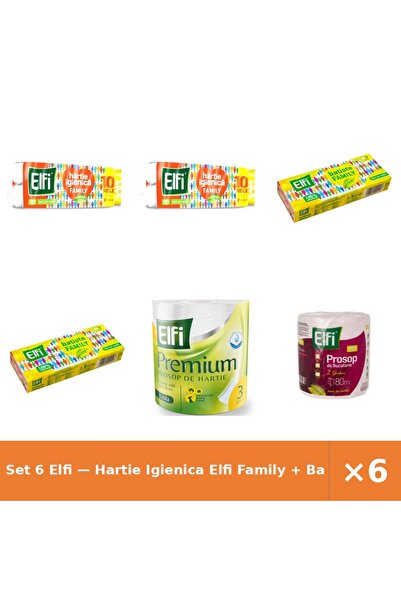 Elfi Set 6 — Hartie Igienica Family + Batiste nazale + Prosop de bucatarie Pre