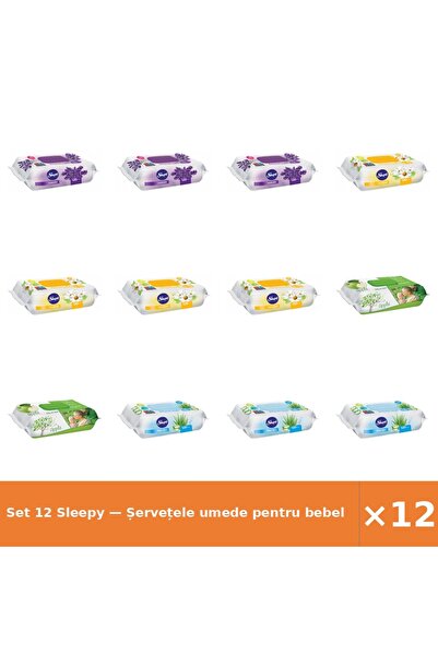 Sleepy Set 12 — Șervețele umede pentru bebel + Șervețele umede pentru bebel +...