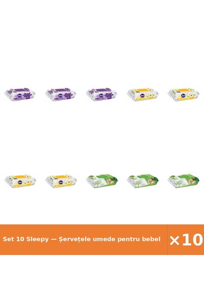 Sleepy Set 10 — Șervețele umede pentru bebel + Șervețele umede pentru bebel +...
