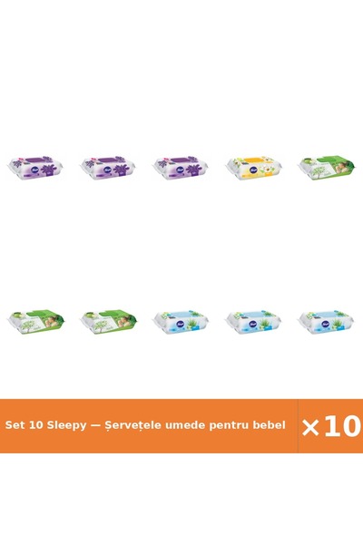Sleepy Set 10 — Șervețele umede pentru bebel + Șervețele umede pentru bebel +...