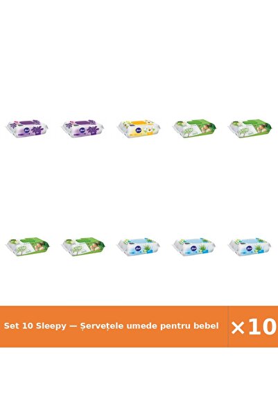 Sleepy Set 10 — Șervețele umede pentru bebel + Șervețele umede pentru bebel +...