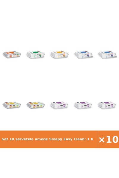 Sleepy Set 10 șervețele umede Easy Clean: 3 pentru bucătărie, 3 cu aromă de o...