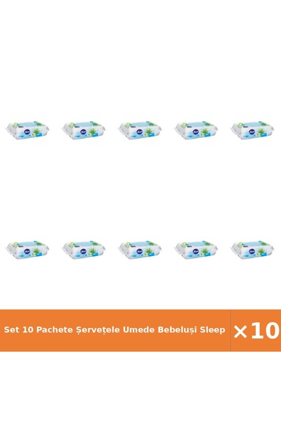 Sleepy Set 10 Pachete Șervețele Umede Bebeluși Aloe Vera