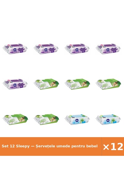 Sleepy Set 12 — Șervețele umede pentru bebel + Șervețele umede pentru bebel +...