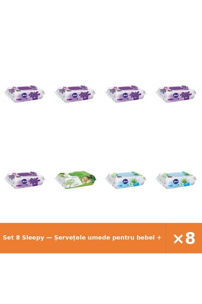 Sleepy Set 8 — Șervețele umede pentru bebel + Șervețele umede pentru bebel + ...