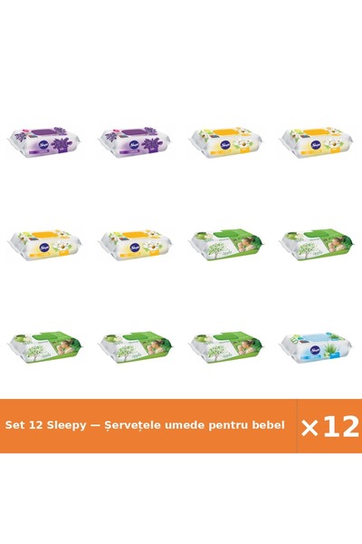 Sleepy Set 12 — Șervețele umede pentru bebel + Șervețele umede pentru bebel +...