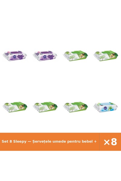 Sleepy Set 8 — Șervețele umede pentru bebel + Șervețele umede pentru bebel + ...