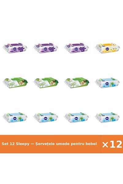 Sleepy Set 12 — Șervețele umede pentru bebel + Șervețele umede pentru bebel +...