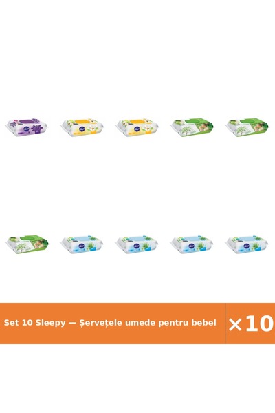 Sleepy Set 10 — Șervețele umede pentru bebel + Șervețele umede pentru bebel +...