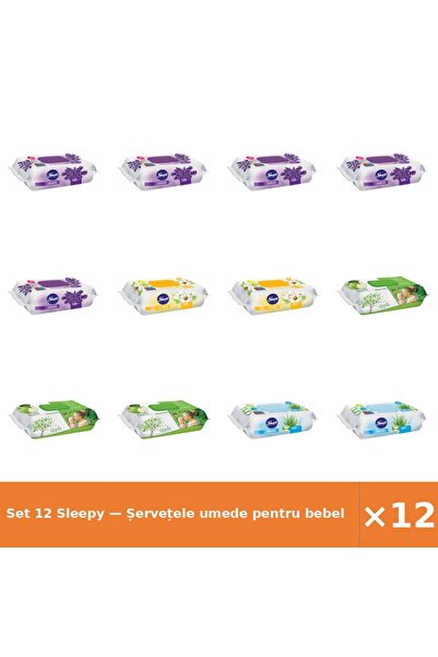 Sleepy Set 12 — Șervețele umede pentru bebel + Șervețele umede pentru bebel +...