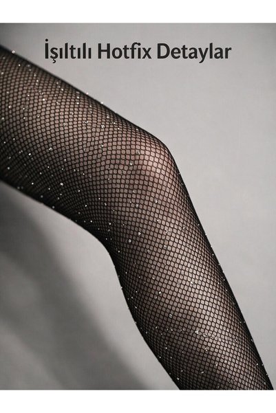 Generic Brand Women’s Red Rhinestone Fishnet Suspender Tights with Cut-Out Detail One Size