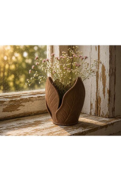 Generic Brand Vază decorativă pentru flori cu design de frunze imprimate în 3...