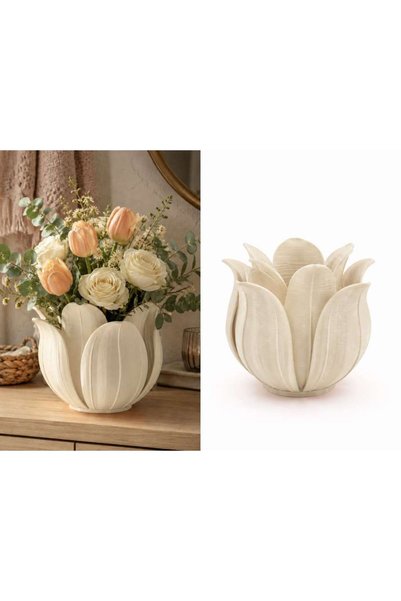 Generic Brand Vază cu frunze de lotus cu imprimare 3D - Ghiveci decorativ pen...