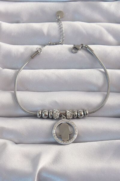 Generic Brand 316L Steel Silver Color Zircon Stone Accessory Fatma Ana Hand B...