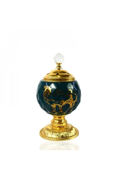 Tradeo Decorative Incense Burner with Gold Finish, Camel Design, Crystal Knob...