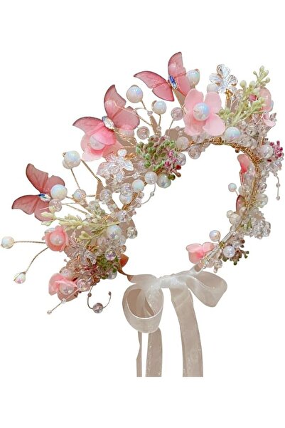 ALMEKAQUZ Elegant Pearl Butterfly Bridal Wreath Headband for Wedding,Princess...