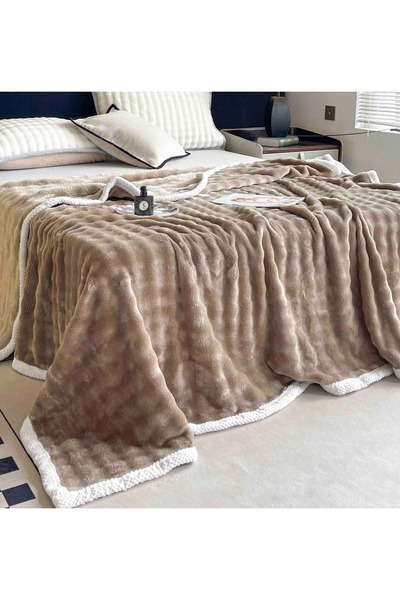 JOJO HOME Αφράτη κουβέρτα Cocolino, με λευκό περίγραμμα, 200x230 εκ., μεσαίου...