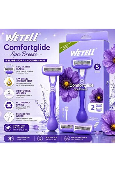 WETELL ماكينة حلاقة نسائية من ويتيل كومفورت جلايد سبا بريز باللون البنفسجي (مجموعة من مقبض واحد وشفرتين)