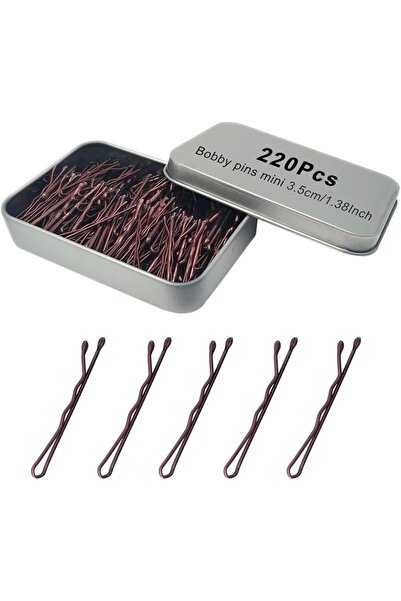 YINGFENG 220 Count Mini Wavy 1.38 Inch Bobby Pins Brown, Small Hair Bobby Pin...