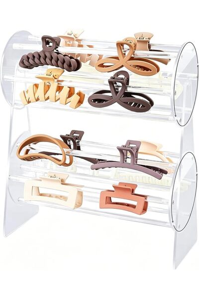 Tazweeq Hair Clip Organizer，360° Rotating Acrylic Claw Clip Holder，Transparen...