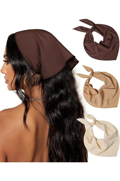 Yelajoy 3Pcs Boho Hair Bandanas for Women & Girls, Soft Triangle Head Scarves...