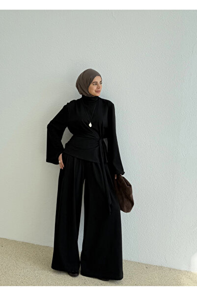 MODA AKSA 7201 BASİC MEVSİMLİK RAHAT İKİLİ TAKIM siyah