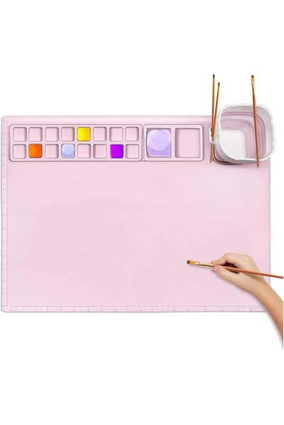 Generic بساط رسم من السيليكون، بساط حرفي من السيليكون مع كوب، مقاس 20 × 16 بو...