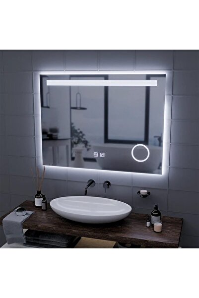 Flippy Ορθογώνιος καθρέφτης LED, 80x60 εκ., Αφής τύπου πιάνου, Σύστημα αποθάμ...