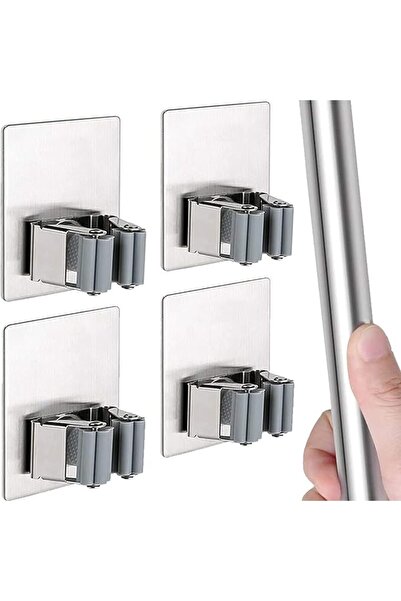 SULFAR 4 PCS Broom Holder Mop Holder Broom & Mop Grippers Self Adhesive No Dr...
