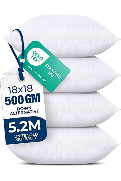 Utopia Bedding وسائد زينة (مجموعة من 4 قطع، بيضاء)، مقاس 18 × 18 بوصة، لتزيين...