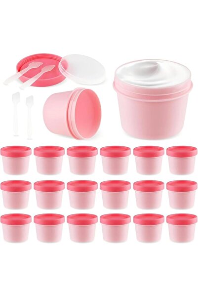KASTWAVE 20Pcs 3.4oz/100ml Plastic Cream Jars with 4Pcs Spatulas,Empty Cosmet...