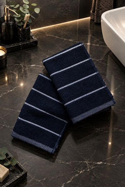 Madame Coco Fayanna 2 Pack 100% Cotton Hand Towels - Navy Blue